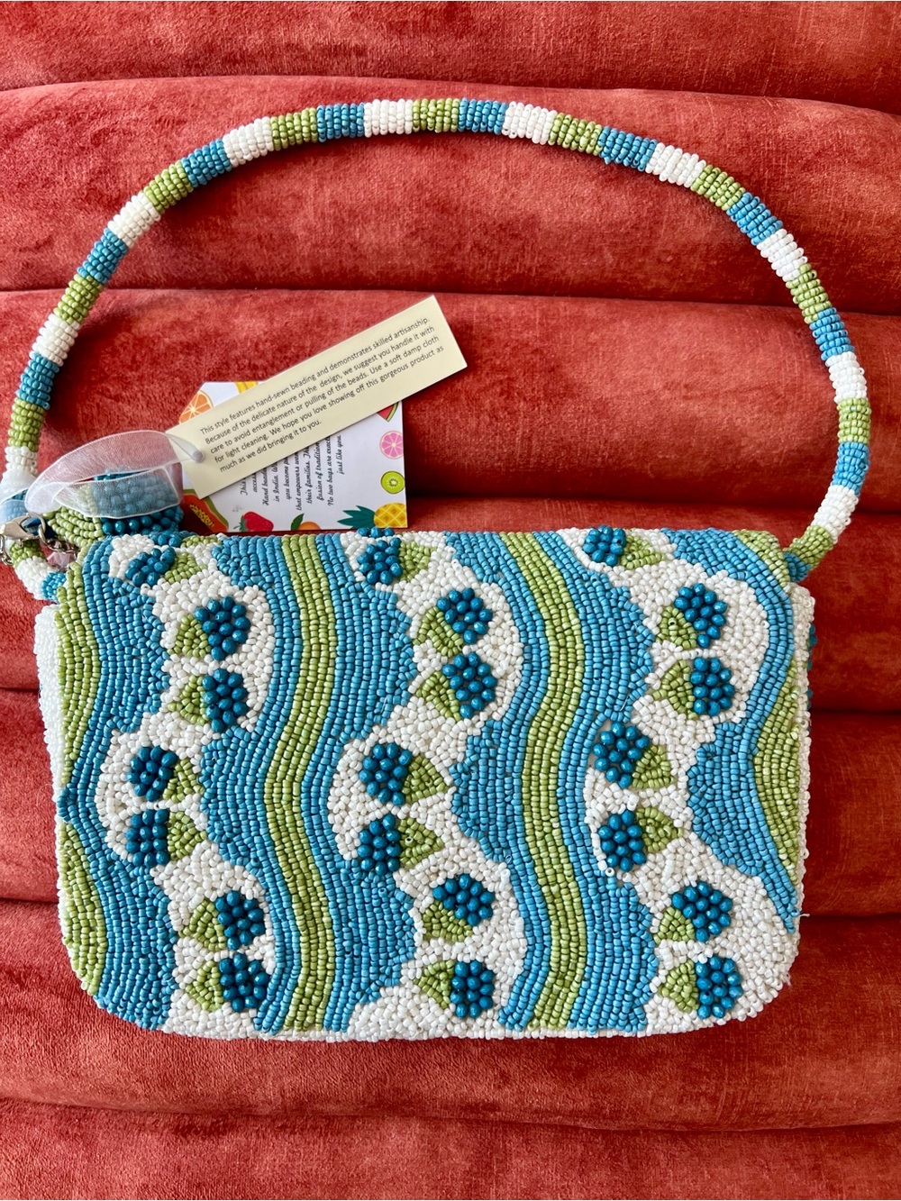 NWT Viral Blackberry Blueberry Beaded Blue & Green Shoulder Bag - Picture 11 of 11